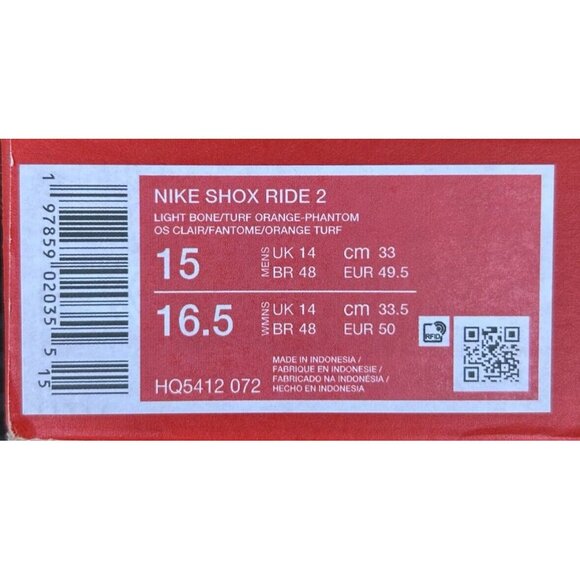 NIKE SHOX RIDE 2 LIGHT BONE Size 15 - Picture 6 of 6